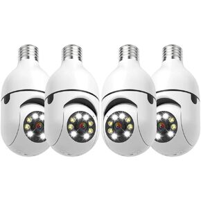 EVERSECU 4Pack HD 1080P Wireless Light-Bulb Security Camera, Work with 2.4ghz&5ghz WiFi, Motion Auto Tracking, 2 Way Audio, Spotlight Night Vision, E27 Screw-in CCTV Camera (4pcs)