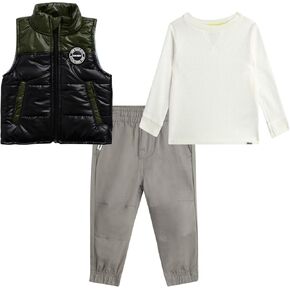DKNY Boys' Pants Set - 3 Piece Insulated Puffer Vest, Long Sleeve Shirts and Pants for Boys (Infant Sizes: 12M-24M)