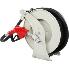 findmall 3/4 Inch x 50 Ft Diesel Fuel Hose Reel with Fuel Nozzle Heavy Duty Steel Retractable Hose Reel