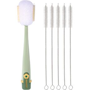 6pcs Bottle Cleaner Brush Set, 5-in-1 Multifunctional Water Bottle Brush Baby Bottle Brush Set Long Cleaning Brush Nipple Brush Straw Brush Straw Cleaner Brush for Baby Bottles Tumblers Glass Cups