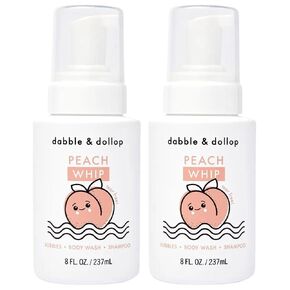 Dabble & Dollop Honeydew Melon + Vanilla Body Wash & Shampoo - 3 in 1 Natural Bubble Bath for Kids, USA-Made, Paraben & Sulfate Free, Vegan, Gluten-Free, Tear-Free (Pack of 2)