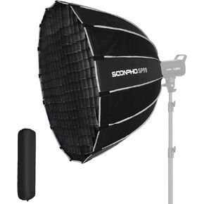 Soonpho 35.4" / 90cm Parabolic Softbox Bowens Mount with Grid/Diffuser/Bag Quick Set Up & Release Softbox for Photography Studio Shooting Softbox for Bowens Mount Monolight Strobe Flash