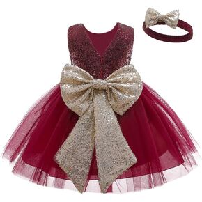 LZH Flower Girl Dress Baby Toddlers Sequin Dress Tutu Kids Party Dress Bridesmaid Wedding Gown