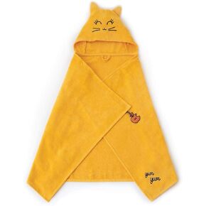 Milk&Moo Baby Boy Hooded Towels, 100% Turkish Organic Cotton Baby Washcloths, Oeko-TEX Certified Infant Hooded Towel, Baby Bath Towels Hooded, Ultra Absorbent, 27x47 Inch | 0-2 Age, Yellow