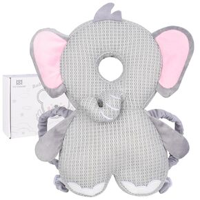 Bebamour Baby Walkers Head Protector Toddler Adjustable Baby Safety Pad Backpack Wear for Crawling with Safety Leash (New White, Cow)