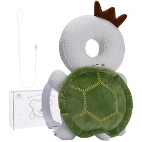 Bebamour Baby Walkers Head Protector Toddler Adjustable Baby Safety Pad Backpack Wear for Crawling with Safety Leash (New White, Cow)