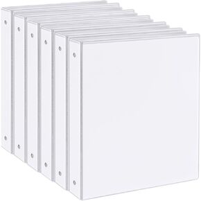 1 Inch Binders 3 Ring, 6 Pack Clear View Cover 3 Ring Binders for School, 6 Bright Colors with 2 Interior Pockets, Heavy Duty Round Ring Binders, Notebook Binder for Office, Home Supplies