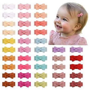 Mini Hair Bows Snap Clips for Fine Hair Baby Girls,First Hair Bows for Newborn Infant,Hair Accessories,Baby Fringe Side Clips,Small Baby Barrettes,Mini Bows,Hair Pins 40pcs (B-40pcs)