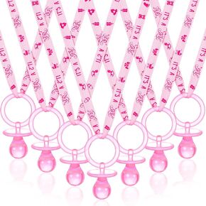 36 Pieces Baby Shower Pacifiers Necklace Acrylic Baby Pacifiers Party Favors Pacifiers Charm Pacifiers Necklace for Girls Boys Baby Shower Party Decorations Table Scatter (Boy, Girl Style, Blue, Pink)