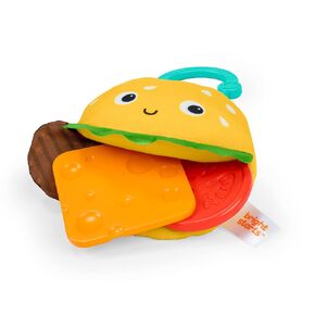 Bright Starts Cookies & Teethe 2-in-1 Rattle and Teether Activity Toy, Soothe Sore Gums, Entertain Baby with Rattle Toy, Unisex, 3 Months+