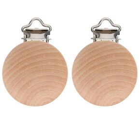 30PCS Natural Beech Wood Pacifier Suspender Clips, for Teething Grasping Toy, Charm DIY Pacifier Clips Holder Accessories