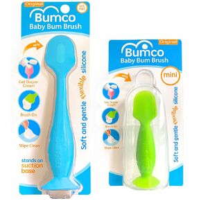 Bumco Baby Bum Brush + Mini Diaper Cream Spatula with Case - BPA-Free Butt Spatula Baby, Soft Diaper Spatula, Baby Diaper Cream Applicator, Mom-Invented Diaper Bag Essentials, Butt Spatula