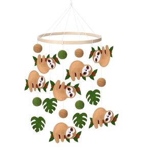 Sloth Baby Mobile for Crib Sloth Baby Stuff Animals Felt Nursery Mobile Neutral Wooden Handmade Hanging Mobile for Crib