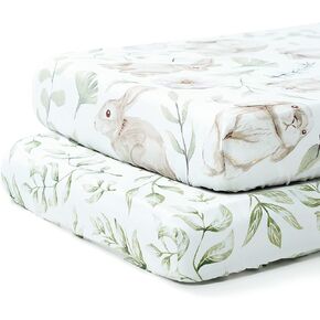 TCBunny 2 Pack Premium Fitted Baby Muslin Crib Sheets 28"x52" for Standard Crib Mattress - Ultra-Soft Cotton, Marine Paradise Pattern, Safe and Snug for Baby