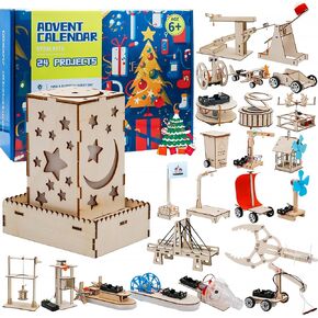 Christmas Advent Calendar 2024 Stem Kits Calendar for Kids Boys- 24 Days Christmas Countdown Educational Projects Crafts Advent Calendar Wooden Puzzles Xmas Surprise Gift for Kids Teens