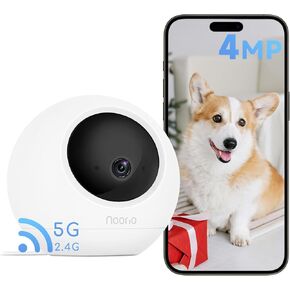 Noorio 2K Pet Camera, Plug-in 360° PTZ Home Security Cameras Indoor, 2.4/5G WiFi Baby/Dog Monitor with Phone App, Two-Way Talk Cameras for Home Security, Smart Motion Tracking, Night Vision, T110