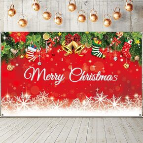 Christmas Backdrop Merry Christmas Party Decoration Christmas Photo Banner Signs Xmas Photography Background Photo Props for Winter New Year Xmas Eve Family Party Decoration Supplies (Snowflake)