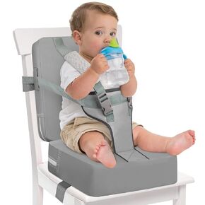 Toddler Booster Seat for Dining Table, Toddler Harness Booster Seat for Table, PU Easy Cleaning Kitchen Chair Booster Seat with Backrest Portable Travel Booster Seat Eating for Kids Child-Grey