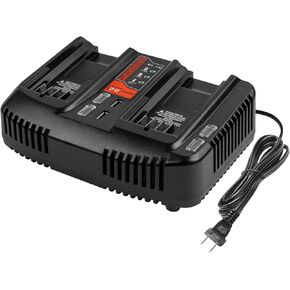 Dual Port 20V Charger for Craftsman V20 Lithium Battery Charger CMCB104 CMCB204 CMCB202 CMCB201 CMCB209 CMCB205 CMCB100 CMCB124 Replacement Fast Charger for Craftsman 20V Batteries