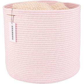 Cotton Rope Basket For Girls Boys Kids 16"X14" Baby Laundry Basket Nursery Bin Round Woven Basket Organizer For Storage Toys Blankets Shoes Clothes oatmeal