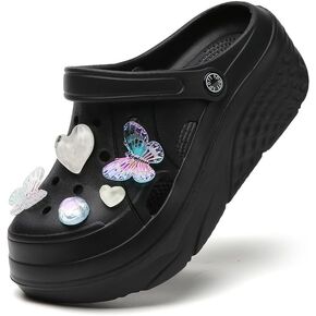 SECHRITE Womens Platform Clogs Garden Shoes Waterproof Beach Pool Sandals Summer Mules Home Slippers - Butterfly Series