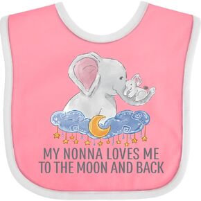 inktastic My Nonna Loves Me To the Moon and Back Elephants in Clouds Baby Bib