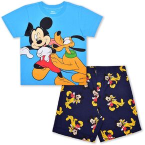 Disney Mickey Mouse and Friends Boys Short Sleeve T-Shirt and Shorts Set for Infant, Toddler and Little Kids