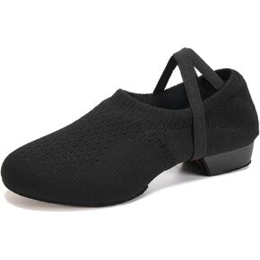 Women's Latin Dance Practice Shoes for Beginners 1" Low Heel Standard Ballroom Social Salsa Dancing Shoes