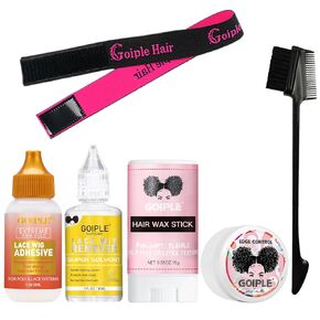 Wig Accessory Essentials Kit Lace Front Wig Glue & Remover, Wig Caps, Elastic Band, Hair Wax Stick, Edge Control, Edge Brush, Hair Shear Dermaplanning Razor Tool and Edge Scarf - 28PCS