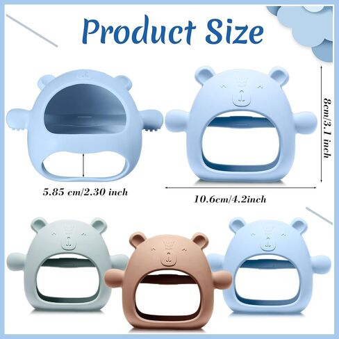 Chumia 3 Pack Baby Teether Teething Toys for Babies 0-6 Months Baby Teething Toy Silicone Anti Dropping Infant Hand Teether Pacifiers Wrist Hand Chew Toys for Sucking Needs (Blue, Caramel, Green) in Saudi Arabia