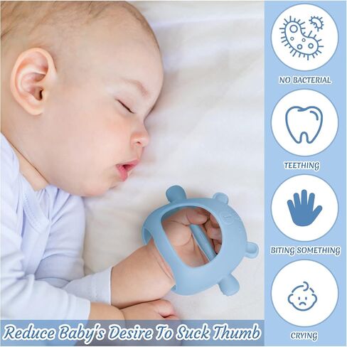 Chumia 3 Pack Baby Teether Teething Toys for Babies 0-6 Months Baby Teething Toy Silicone Anti Dropping Infant Hand Teether Pacifiers Wrist Hand Chew Toys for Sucking Needs (Blue, Caramel, Green) in Saudi Arabia