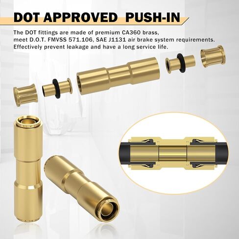 1/4 تركيبات خط الهواء النحاسي DOT 3 قطع تركيبات التوصيل السريع المستقيمة 1/4 خرطوم الهواء DOT تركيبات الهواء لنظام الهواء في صناعة مقطورات نصف الشاحنات in Saudi Arabia