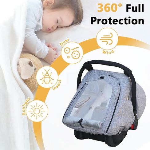 TSAYAWA Baby Car Seat Cover Winter, Warm Cozy Carseat Cover for Babies with EVA Window Waterproof, Full Protection Infant Car Seat Covers for Boys Girls, Windproof Newborn Car Seat Canopy, Gray in Saudi Arabia