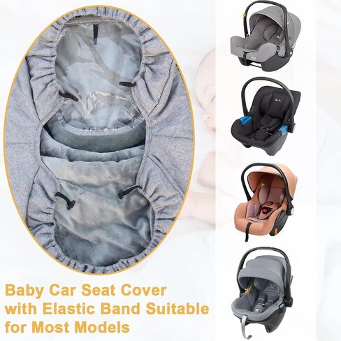 TSAYAWA Baby Car Seat Cover Winter, Warm Cozy Carseat Cover for Babies with EVA Window Waterproof, Full Protection Infant Car Seat Covers for Boys Girls, Windproof Newborn Car Seat Canopy, Gray in Saudi Arabia
