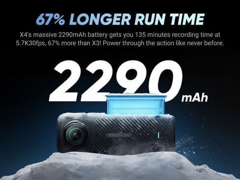 Insta360 X4 Pro Bundle-8K Waterproof 360 Action Camera with 8K 360 HDR Video, |Bundle Includes Selfie Stick, Extra 2 Batteries, Charger, Quick Reader, Mic Adapter, Lens Cap, Wind Muff (256GB) in Saudi Arabia