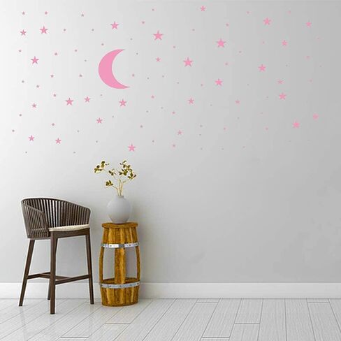 Moon and Stars Wall Decal Vinyl Sticker, Removable Children Kids Art DIY Sticker Mural for Boy Girls Baby Room Decoration Good Night Nursery Wall Decor Home House Bedroom Design (Black) in Saudi Arabia
