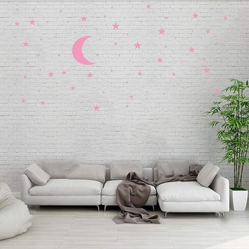 Moon and Stars Wall Decal Vinyl Sticker, Removable Children Kids Art DIY Sticker Mural for Boy Girls Baby Room Decoration Good Night Nursery Wall Decor Home House Bedroom Design (Black) in Saudi Arabia