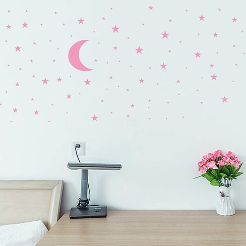 Moon and Stars Wall Decal Vinyl Sticker, Removable Children Kids Art DIY Sticker Mural for Boy Girls Baby Room Decoration Good Night Nursery Wall Decor Home House Bedroom Design (Black) in Saudi Arabia