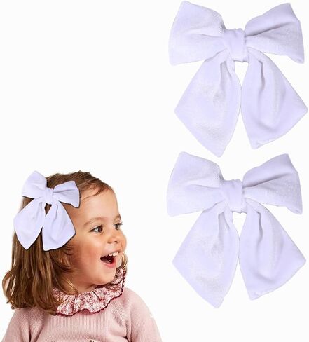 Hand-made Velvet Hair Bows Alligator Clips Hair Accessories for Little Teen Toddler Girls Kids Set of 2 (6mix color) in Saudi Arabia