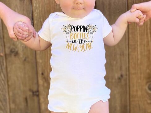 Happy New Years Eve Baby Romper Poppin' Bottles In The New Year Crew Onesie My 1st New Year Girl Boy Bubble Bodysuit (0-6 Months, Poppin' Bottles In The New Year-Short Sleeve Romper) in Saudi Arabia