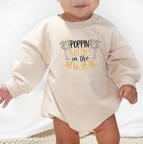 Happy New Years Eve Baby Romper Poppin' Bottles In The New Year Crew Onesie My 1st New Year Girl Boy Bubble Bodysuit (0-6 Months, Poppin' Bottles In The New Year-Short Sleeve Romper) in Saudi Arabia