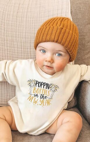 Happy New Years Eve Baby Romper Poppin' Bottles In The New Year Crew Onesie My 1st New Year Girl Boy Bubble Bodysuit (0-6 Months, Poppin' Bottles In The New Year-Short Sleeve Romper) in Saudi Arabia