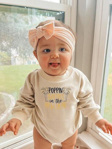 Happy New Years Eve Baby Romper Poppin' Bottles In The New Year Crew Onesie My 1st New Year Girl Boy Bubble Bodysuit (0-6 Months, Poppin' Bottles In The New Year-Short Sleeve Romper) in Saudi Arabia