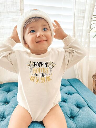 Happy New Years Eve Baby Romper Poppin' Bottles In The New Year Crew Onesie My 1st New Year Girl Boy Bubble Bodysuit (0-6 Months, Poppin' Bottles In The New Year-Short Sleeve Romper) in Saudi Arabia