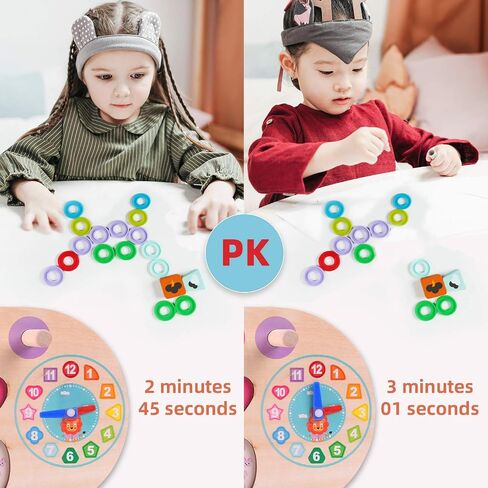 QZMTOY Counting Shape Stacker Wooden Count Sort Stacking Tower with Wood Colorful Number Shape Math Blocks for Kids Preschool Educational Toddlers Toy in Kuwait