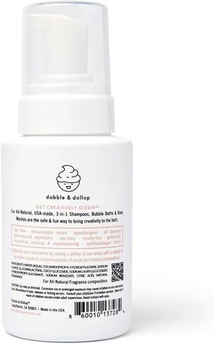Dabble & Dollop Honeydew Melon + Vanilla Body Wash & Shampoo - 3 in 1 Natural Bubble Bath for Kids, USA-Made, Paraben & Sulfate Free, Vegan, Gluten-Free, Tear-Free (Pack of 2) in Kuwait