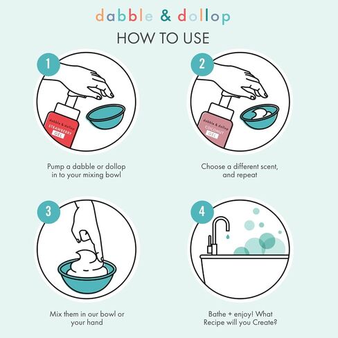 Dabble & Dollop Honeydew Melon + Vanilla Body Wash & Shampoo - 3 in 1 Natural Bubble Bath for Kids, USA-Made, Paraben & Sulfate Free, Vegan, Gluten-Free, Tear-Free (Pack of 2) in Kuwait
