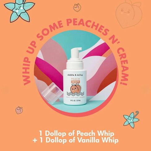 Dabble & Dollop Honeydew Melon + Vanilla Body Wash & Shampoo - 3 in 1 Natural Bubble Bath for Kids, USA-Made, Paraben & Sulfate Free, Vegan, Gluten-Free, Tear-Free (Pack of 2) in Kuwait