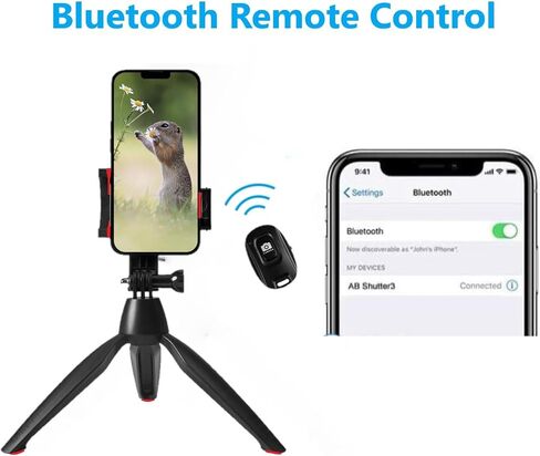 Phone Tripod Stand,Tripod for iPhone,Portable Mini Tripod with Wireless Remote and Rotate/Tilting Phone Holder for Video Recording/Vlogging,Tripod for Cellphone/Gopro and DSLR Camera (red in Saudi Arabia