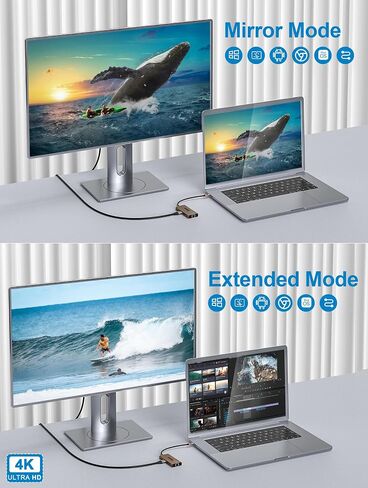QGeeM USB C Hub Ethernet,9-in-1 Docking Station with 4K HDMI,Card Reader,100W PD, USB 3.0/2.0, Gigabit Ethernet,USB C Dock Compatible with iPhone 15/Mac Book/Dell/HP/Steam Deck and More-Classic Gray in Saudi Arabia